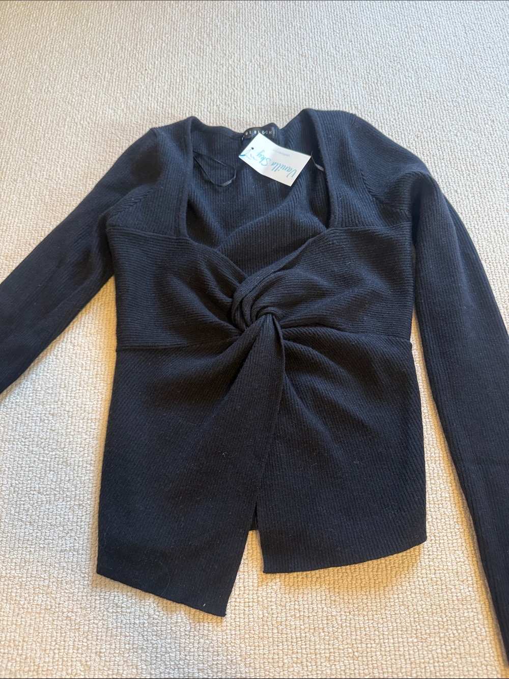 Black Twist Front Long Sleeve Top